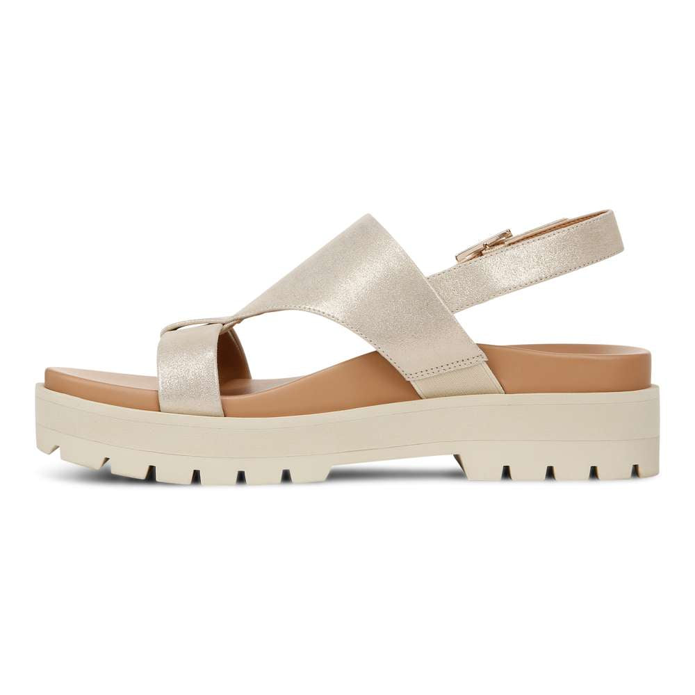 Alondra Platform Lug Sandal - Gold Leather