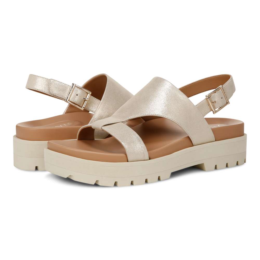 Alondra Platform Lug Sandal - Gold Leather