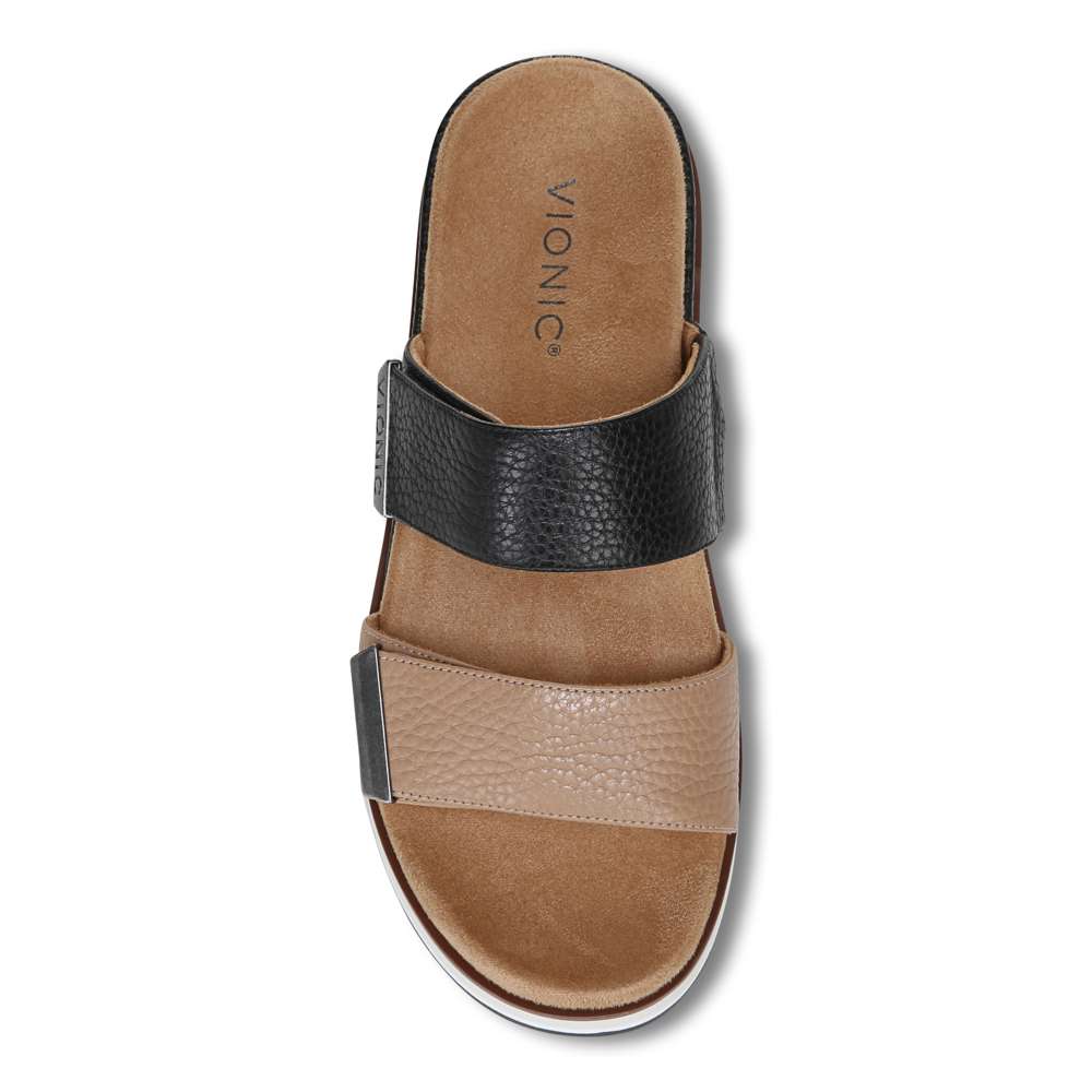 Brandie Flatform Slide Sandal - Black/Tan