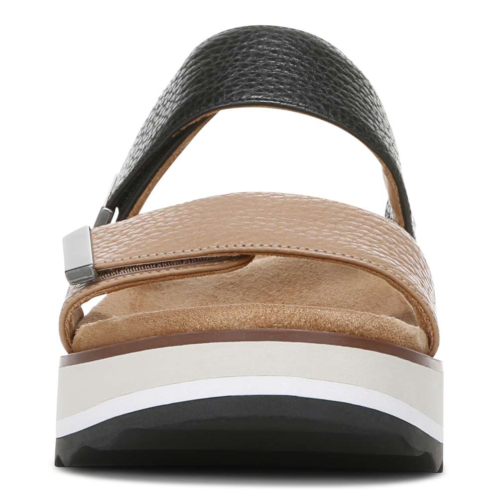 Brandie Flatform Slide Sandal - Black/Tan