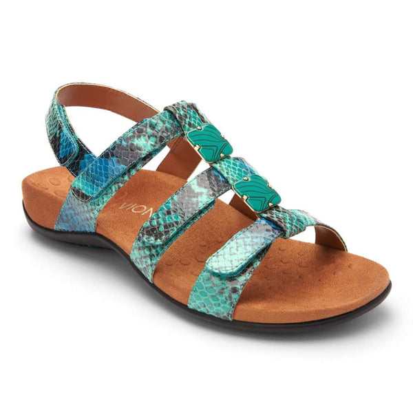 Amber Adjustable Sandal - Teal Snake