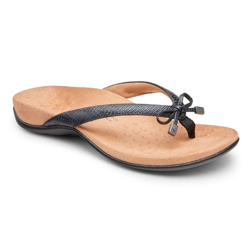 Bella Toe Post Sandal - Black Woven