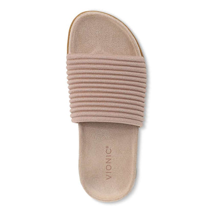 Evie Knit Slide Sandal - Tan/Gold